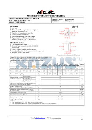 BR84 datasheet - SINGLE-PHASE BRIDGE RECTIFIER