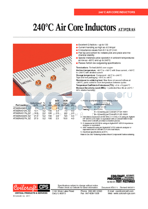 AT392RAS12N_SZ datasheet - 240`C Air Core Inductors