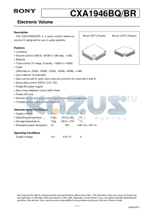 CXA1946BQ datasheet - Electronic Volume