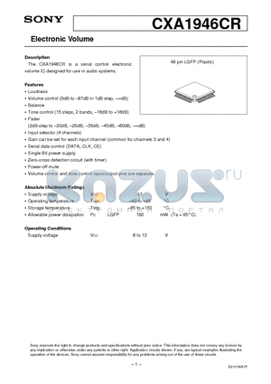 CXA1946CR datasheet - Electronic Volume