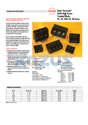 39920-03 datasheet - 600V High-Power Terminal Blocks