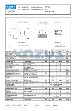 DIL05-1A75-13M datasheet - DIL Reed Relays