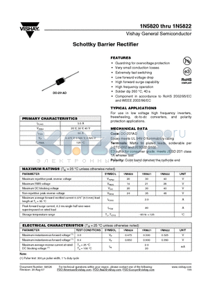 1N5821 datasheet - Schottky Barrier Rectifier