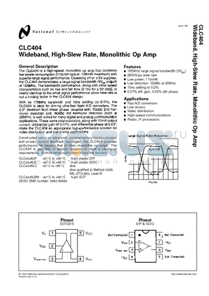 CLC404AJM5 datasheet - Wideband, High-Slew Rate, Monolithic Op Amp