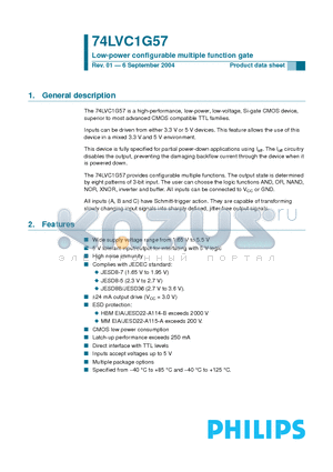 74LVC1G57GV datasheet - Low-power configurable multiple function gate