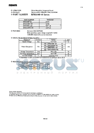 BR93A46RFJ-W datasheet - Microwire BUS 1Kbit(64 x 16bit) EEPROM