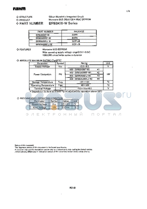 BR93A56-W datasheet - Microwire BUS 2Kbit(128 x 16bit) EEPROM