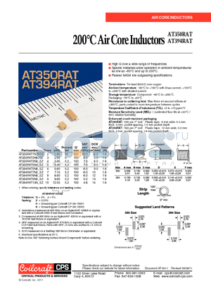 AT350RAT datasheet - 200`C Air Core Inductors