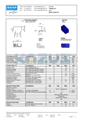 DIL05-1C90-51D datasheet - DIL Reed Relay