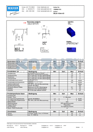 DIL05-1C90-51D_DE datasheet - (deutsch) DIL Reed Relay