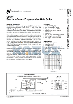 CLC417AJE datasheet - Dual Low-Power, Programmable Gain Buffer