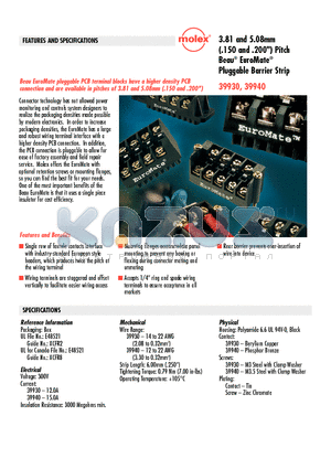 39931-03 datasheet - 3.81 and 5.08mm (.150 and .200