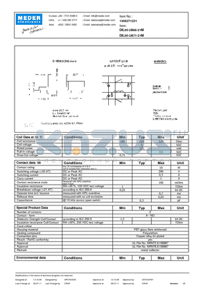 DIL05-2A71-21M datasheet - DIL Reed Relays