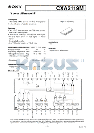 CXA2119M datasheet - Y color difference I/F