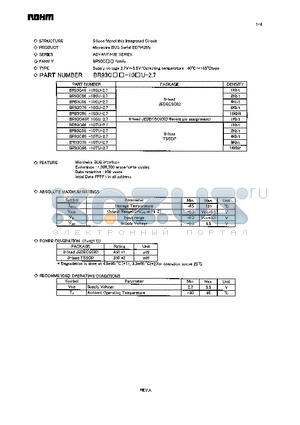 BR93C46R-10SU-2.7 datasheet - Supply voltage 2.7V~5.5V/Operating temperature -40C~85C type