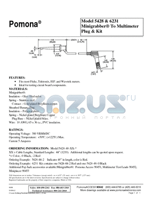 5428-48-2 datasheet - Minigrabber To Multimeter Plug & Kit