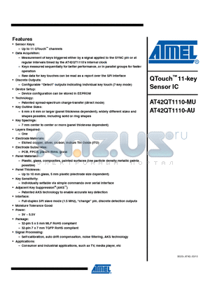 AT42QT1110-MU datasheet - QTouch 11-key Sensor IC