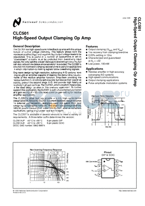 CLC501 datasheet - High-Speed Output Clamping Op Amp