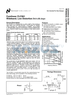 CLC561 datasheet - Wideband, Low Distortion DriveR-Amps