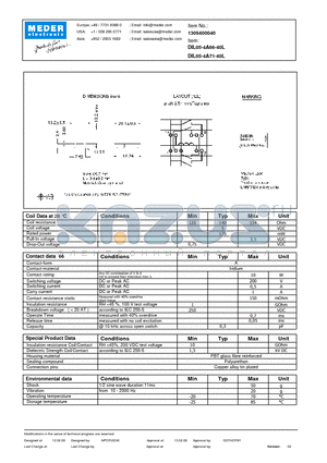 DIL05-4A71-40L datasheet - DIL Reed Relays