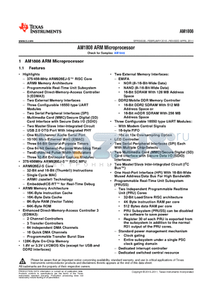 AM1808 datasheet - AM1808 ARM Microprocessor