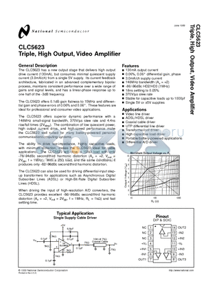 CLC5623IM datasheet - Triple, High Output, Video Amplifier