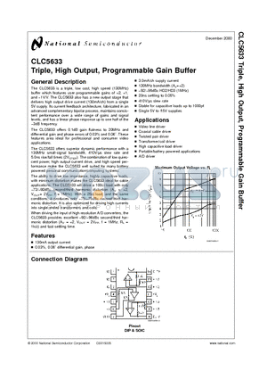 CLC5633IM datasheet - Triple, High Output, Programmable Gain Buffer