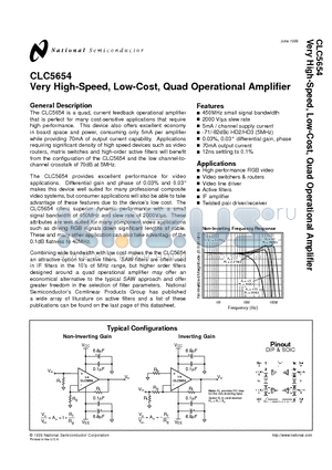 CLC5654 datasheet - Very High-Speed, Low-Cost, Quad Operational Amplifier