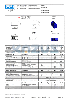 DIL12-1A66-15L datasheet - DIL Reed Relay