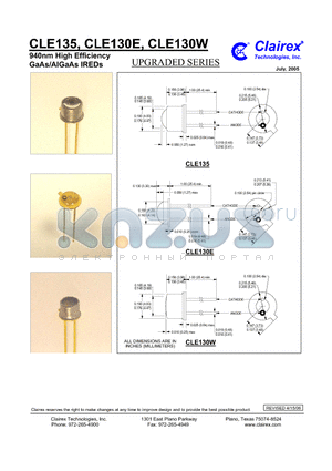 CLE130W datasheet - 940nm High Efficiency GaAs/AlGaAs IREDs