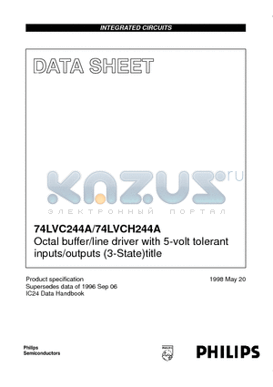 74LVC244APW datasheet - Octal buffer/line driver with 5-volt tolerant inputs/outputs 3-Statetitle