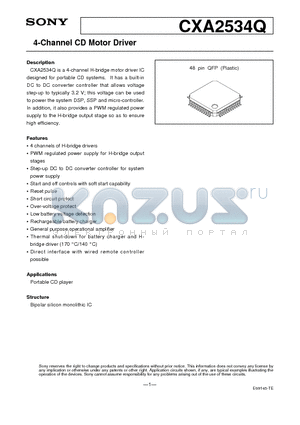 CXA2534Q datasheet - 4-Channel CD Motor Driver