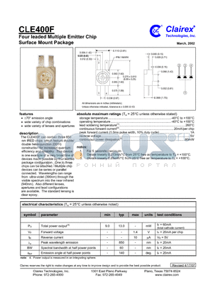 CLE400F datasheet - Four leaded Multiple Emitter Chip Surface Mount Package