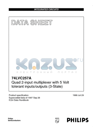 74LVC257AD datasheet - Quad 2-input multiplexer with 5 Volt tolerant inputs/outputs 3-State