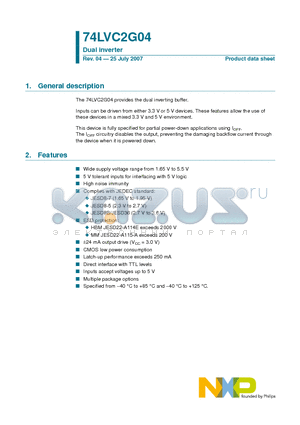 74LVC2G04GM datasheet - Dual inverter