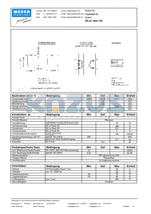 DIL24-1A66-15D_DE datasheet - (deutsch) DIL Reed Relay