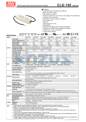 CLG-100-36 datasheet - 100W Single Output Switching Power Supply