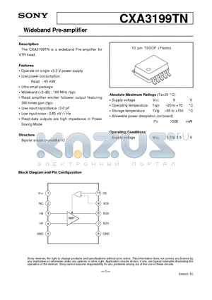 CXA3199TN datasheet - Wideband Pre-amplifier
