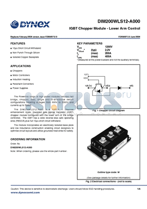 DIM200WLS12-A000 datasheet - IGBT Chopper Module - Lower Arm Control