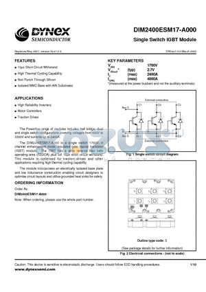 DIM2400ESM17-A000 datasheet - Single Switch IGBT Module