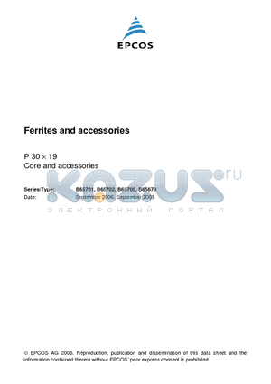 B65701W0000R030 datasheet - Ferrites and accessories