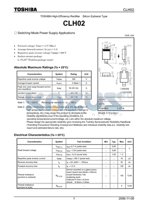 CLH02 datasheet - Switching Mode Power Supply Applications