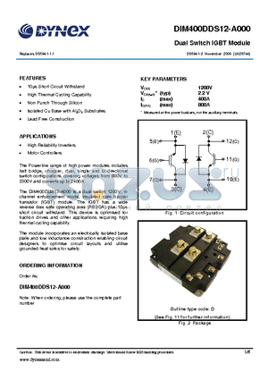 DIM400DDS12-A000 datasheet - Dual Switch IGBT Module