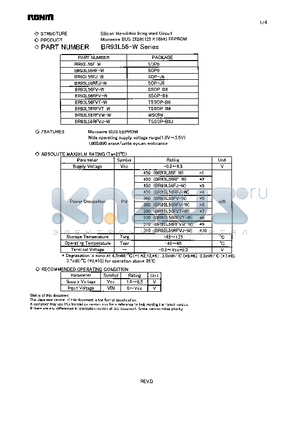 BR93L56RFV-W datasheet - Microwire BUS 2Kbit(128 x 16bit) EEPROM