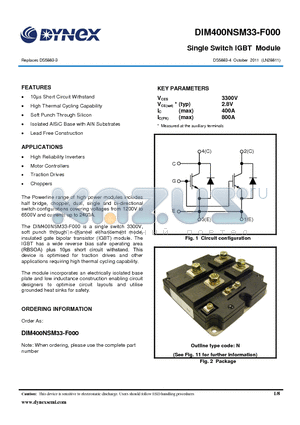 DIM400NSM33-F000 datasheet - Single Switch IGBT Module