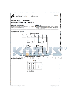 5437 datasheet - Quad 2-Input NAND Buffers