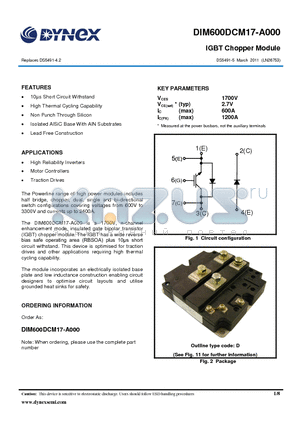 DIM600DCM17-A000 datasheet - IGBT Chopper Module