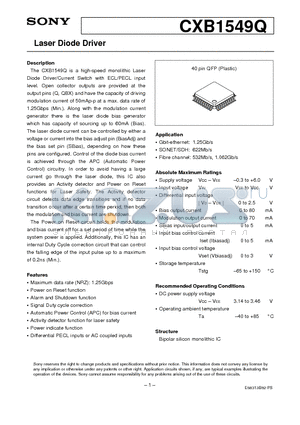 CXB1549Q datasheet - Laser Diode Driver