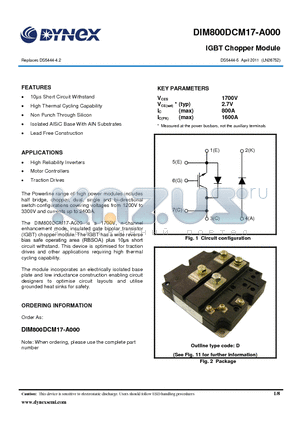 DIM800DCM17-A000_11 datasheet - IGBT Chopper Module