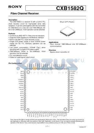 CXB1582Q datasheet - Fibre Channel Receiver